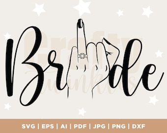 Noiva Svg, Dedo de Casamento Svg, Arquivo de Corte Vetorial para Cricut, Silhueta, Tribo da Noiva Svg, Pdf Png Eps Dxf, Decalque, Adesivo, Vinil, Cricut