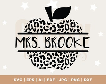Apple Name Frame SVG, Professor SVG, Cheetah Apple SVG, De volta às aulas, Download digital, Arquivo cortado, Sublimação, svg, png, dxf, Baixar arquivo