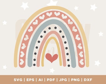 Boho Rainbow SVG / Pastel Rainbow SVG / Cut File / Cricut / Commercial ...