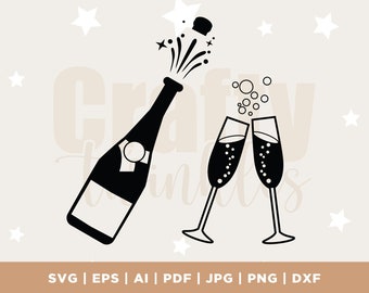 Champagne Toast SVG, Glass Clinking, Cricut Cut File (Digital Download)