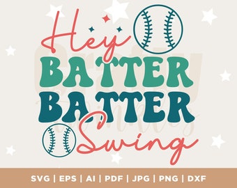 Hey Batter Batter Swing Svg, Baseball Mom Svg, Retro Baseball Png, Groovy Baseball Svg, Baseball Season Svg, Baseball Shirt Svg, Cricut
