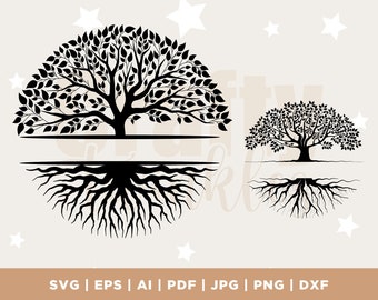 Split Tree Monogram SVG, Split Monogram Tree of Life, SVG Cut File, Split Monogram Svg, Family Tree Svg, Laser CNC Plotter Cricut Cut File