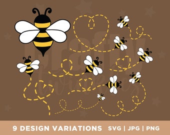 Bee Path SVG Bundle, Honeybee Clipart (Digital Files)