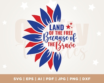 Land of the Free SVG, Patriotic Svg, Png, Svg Files, Silhouette, Cricut Files, Cricut, Png, Svg, sublimation, 4th of July SVG, American Flag
