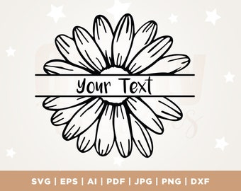 Split Flower Svg, Split Monogram SVG, Flower Monogram Svg, Daisy Svg, Cricut, Png, Svg, sublimation, Daisy Png, Daisy Split Monogram SVG,