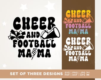 Encouragement et football maman Svg, maillot de football Svg, Cheer maman Svg, applaudissement Svg, Cricut, football Svg, saison des acclamations png, sublimation, football png