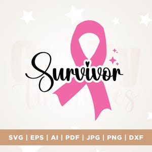 Camiseta de sobreviviente de cáncer svg, Cricut, Png, Svg, regalo de lazo rosa svg, camiseta de cáncer de mama png, sublimación, silueta, lucha contra el cáncer Svg