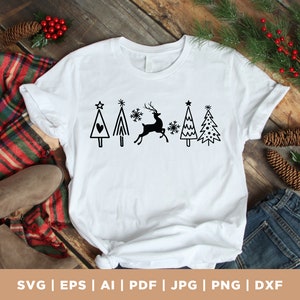 Árvore de Natal SVG, Pinheiro svg, Natal svg, Pinho desenhado à mão svg, Rena svg, Enfeites de árvore de Natal, Brincos de árvore de Natal svg