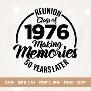 Wiedersehensklasse von 1976 svg, 1976 svg, 50 Jahre später svg, Cricut, Sublimation, Klasse von 1976 svg, zusammen svg, Erinnerungen machen svg, Wiedervereinigung