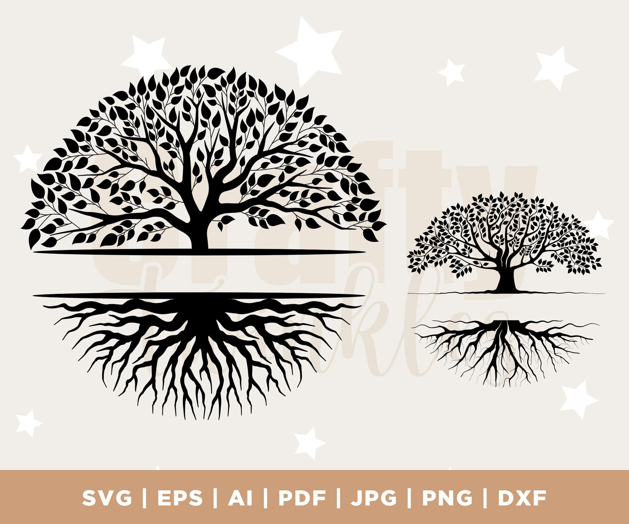 Split Tree Monogram SVG Split Monogram Tree of Life SVG Cut - Etsy