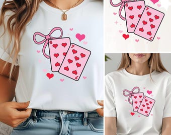 Spielkarten 6 7 Herzen Valentine SVG PNG, lustiges Shirt-Design (digitaler Download)