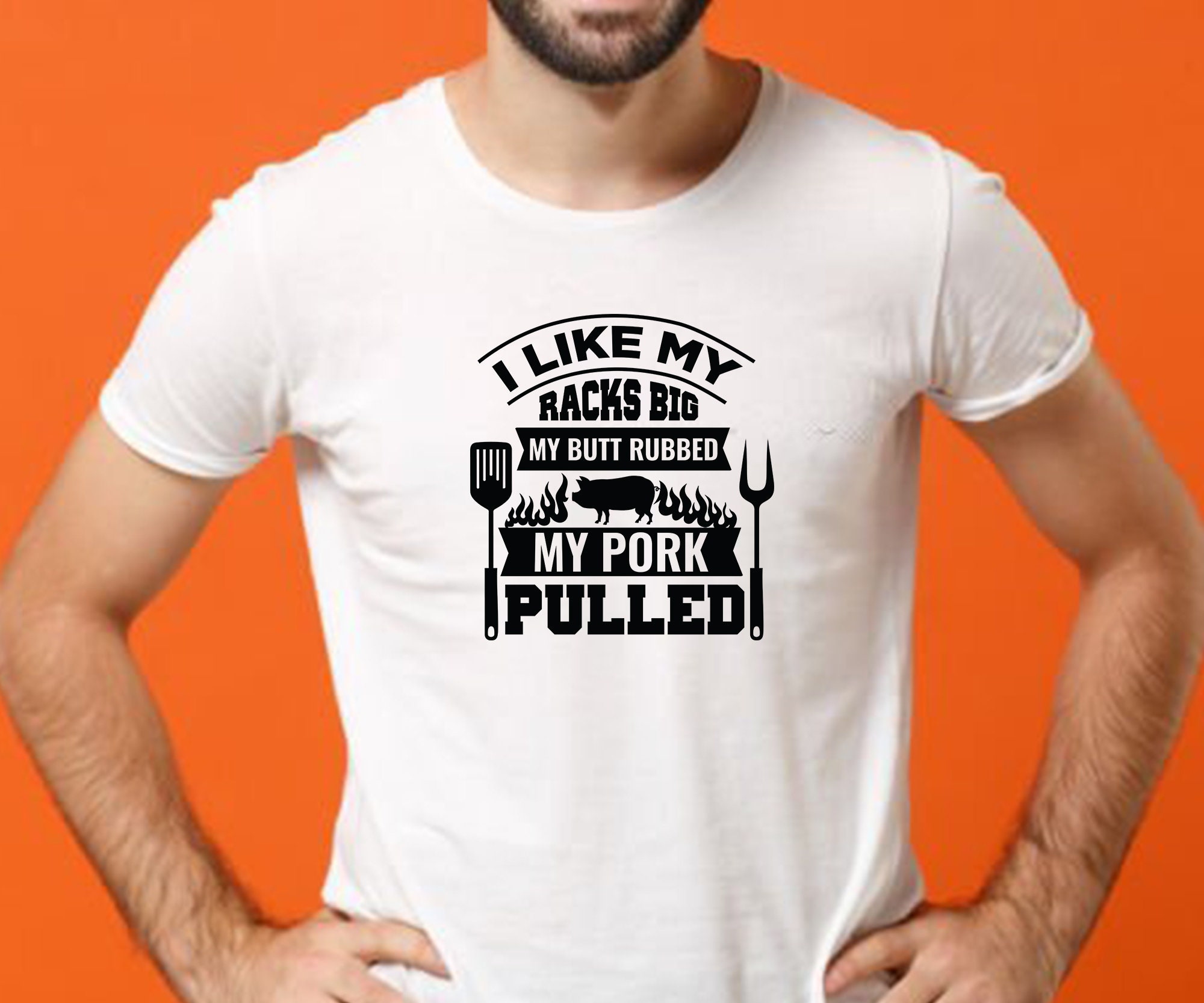 I Like My Racks Big Bbq SVG, Butt Pork Quote, Dad PNG, Silhouette SVG ...
