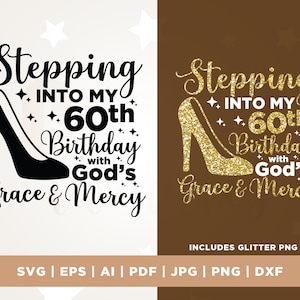 60. Geburtstag mit Gottes Gnade und Barmherzigkeit svg, 60. Geburtstag svg, Geburtstag svg, 60. Geburtstag png, religiöser Geburtstag svg