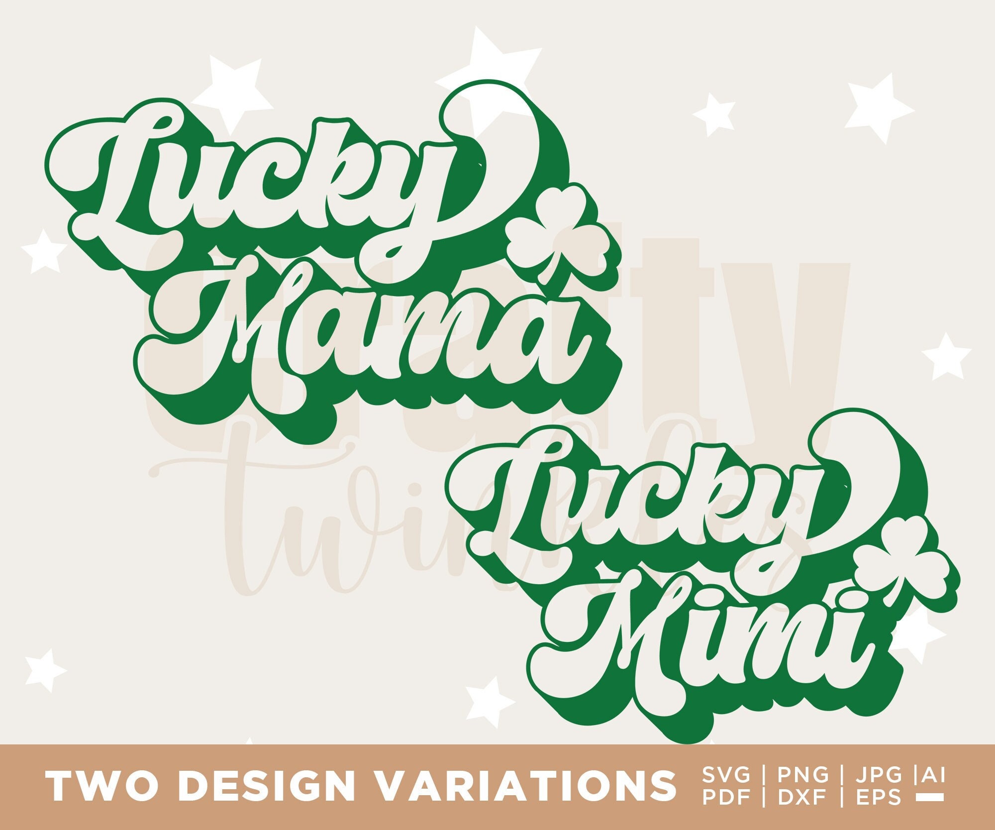 One Lucky Mama SVG , St Patrick's Day SVG, Retro Clover SVG