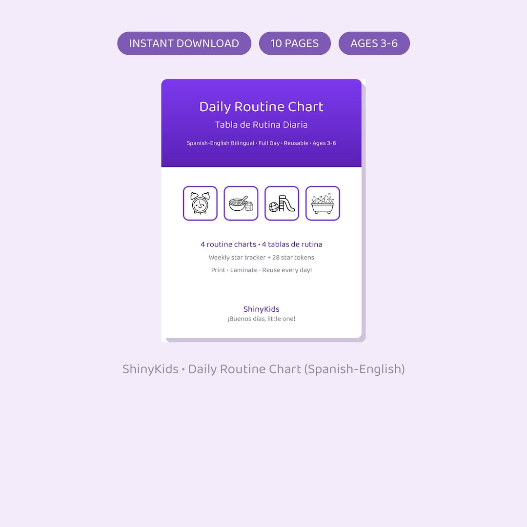 Daily Routine Chart for Kids | Spanish-english Bilingual Visual ...