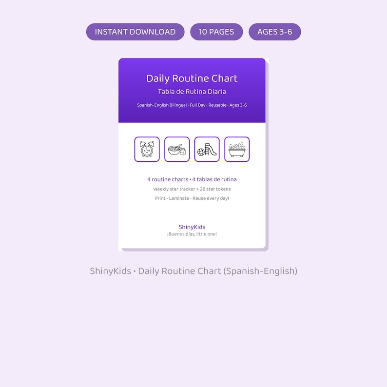 Daily Routine Chart for Kids | Spanish-english Bilingual Visual ...