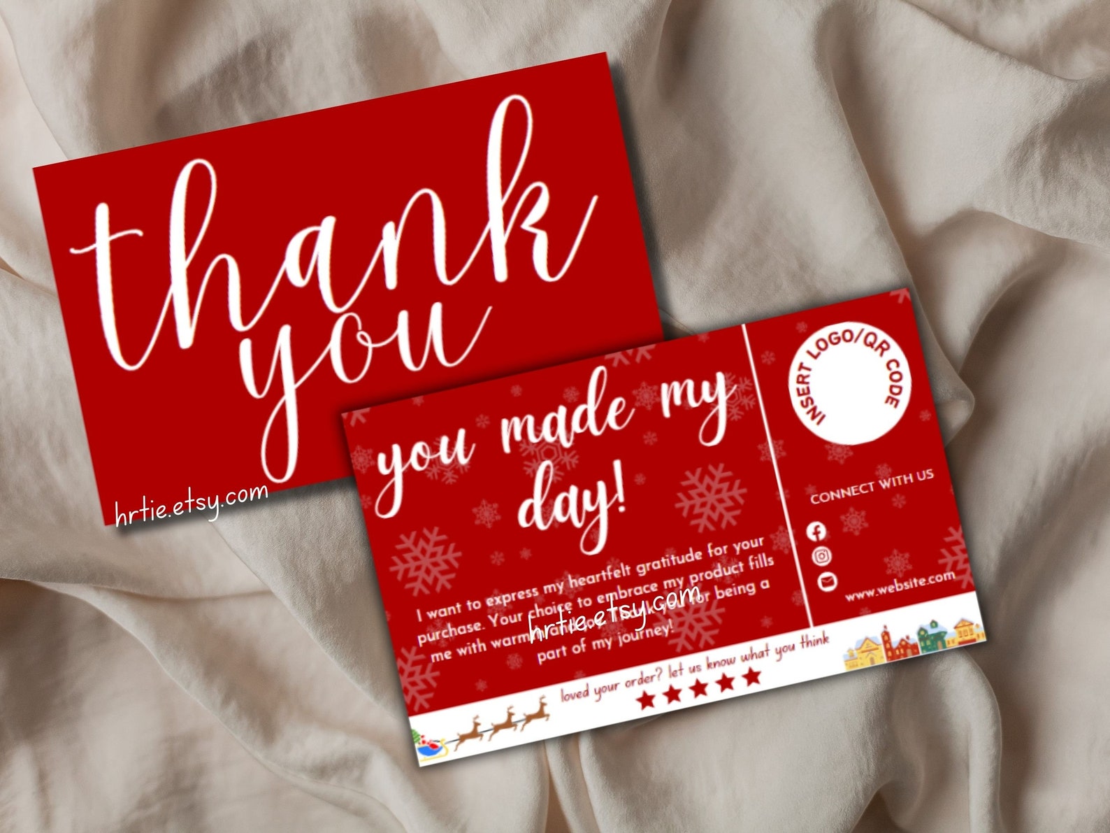 EDITABLE Christmas Thank You Card Template Canva Printable Etsy