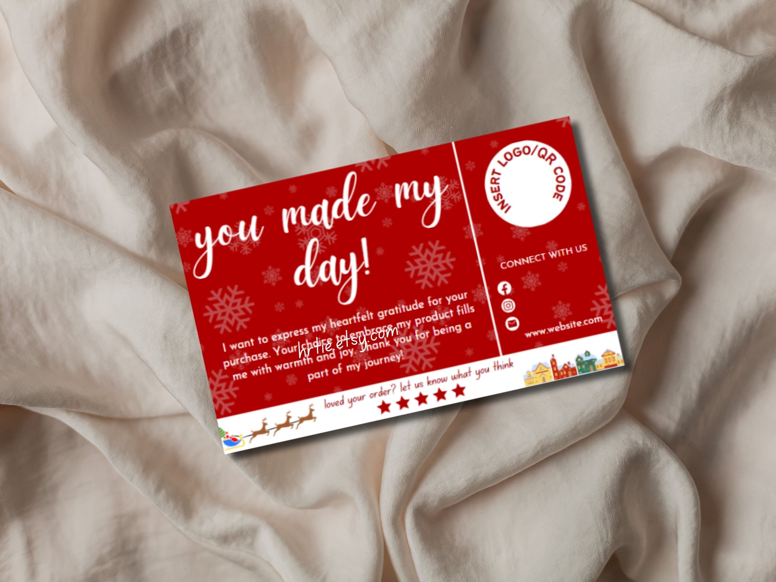 EDITABLE Christmas Thank You Card Template Canva Printable Etsy