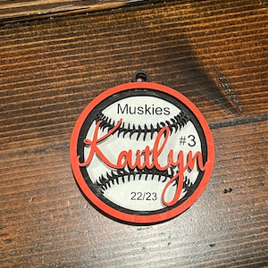 Custom Baseball/Softball Ornament, Wood Baseball/Softball Ornament, Sports Name Ornament