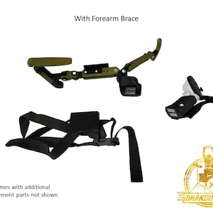 May include: A black and green drum set accessory with a forearm brace, a black and white hand grip, and a black strap with a black and gray pad. The accessory is designed to help drummers play more comfortably. *Comes with additional replacement parts not shown.