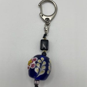 Blue Ceramic Ball Key Chain/Charm