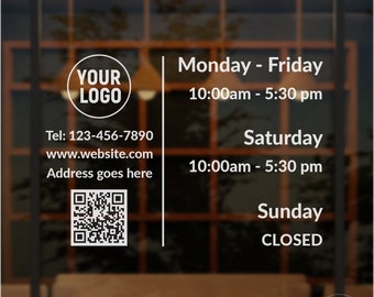 Store Hours Decal - Hours of Operation Sticker - Business Hours Decal - Custom Storefront Open & Closed Sign - Shop Hours Window Graphic