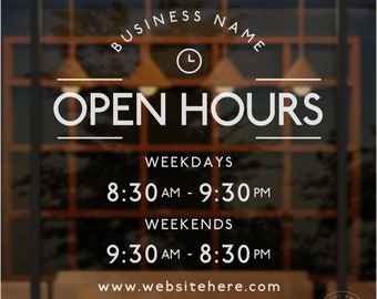 Hours Decal - Custom Business Hours Decals - Store Hours Vinyl Decal - Custom Store Hours Decal - Hours of Operation - Store Hours Sticker