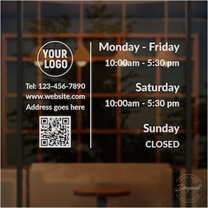 Store Hours Decal - Hours of Operation Sticker - Business Hours Decal - Custom Storefront Open & Closed Sign - Shop Hours Window Graphic