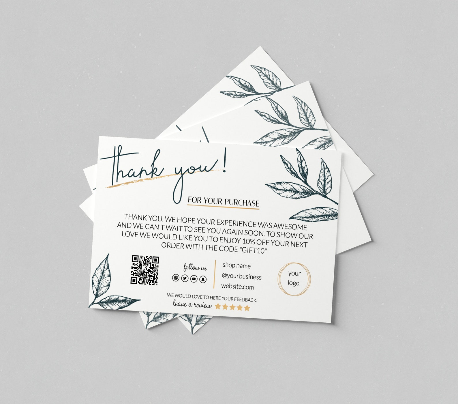 Custom Thank You Cards Custom Post Cards W/ Custom Designing Etsy