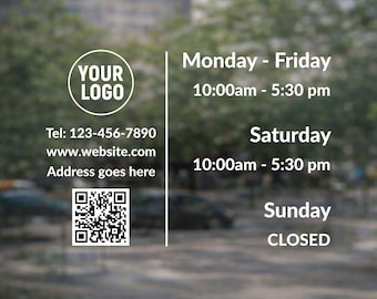 Custom Store Hours - Business Hour of Operation - Shop Hours - Die Cut Decals
