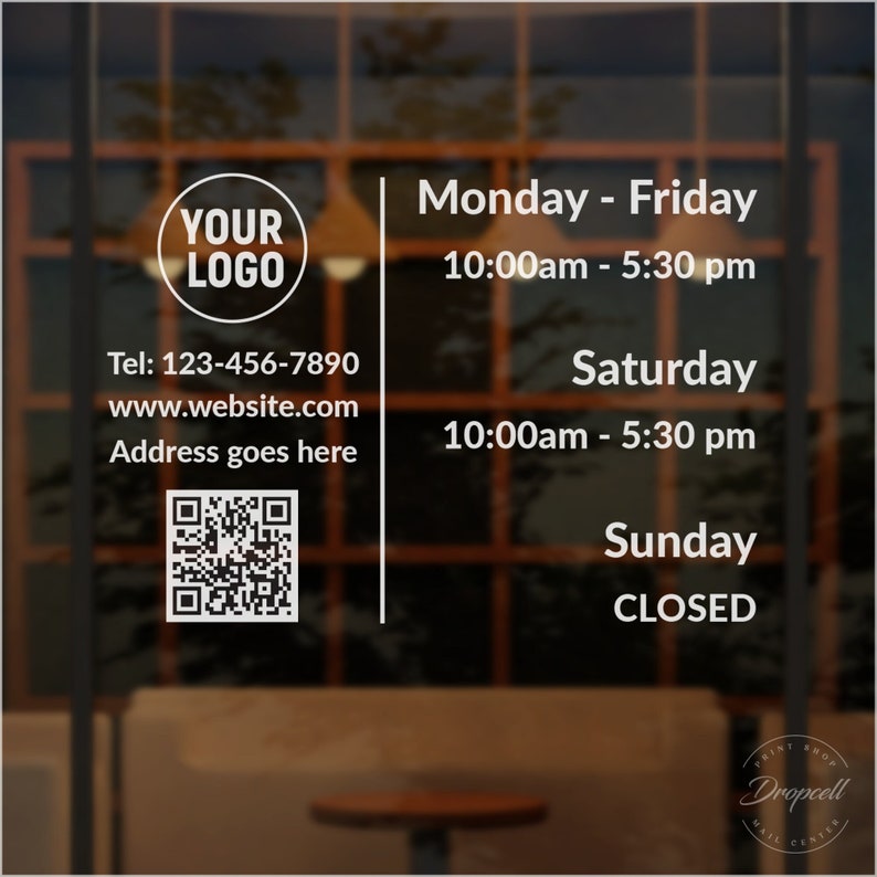 Store Hours Decal Hours of Operation Sticker Business Etsy