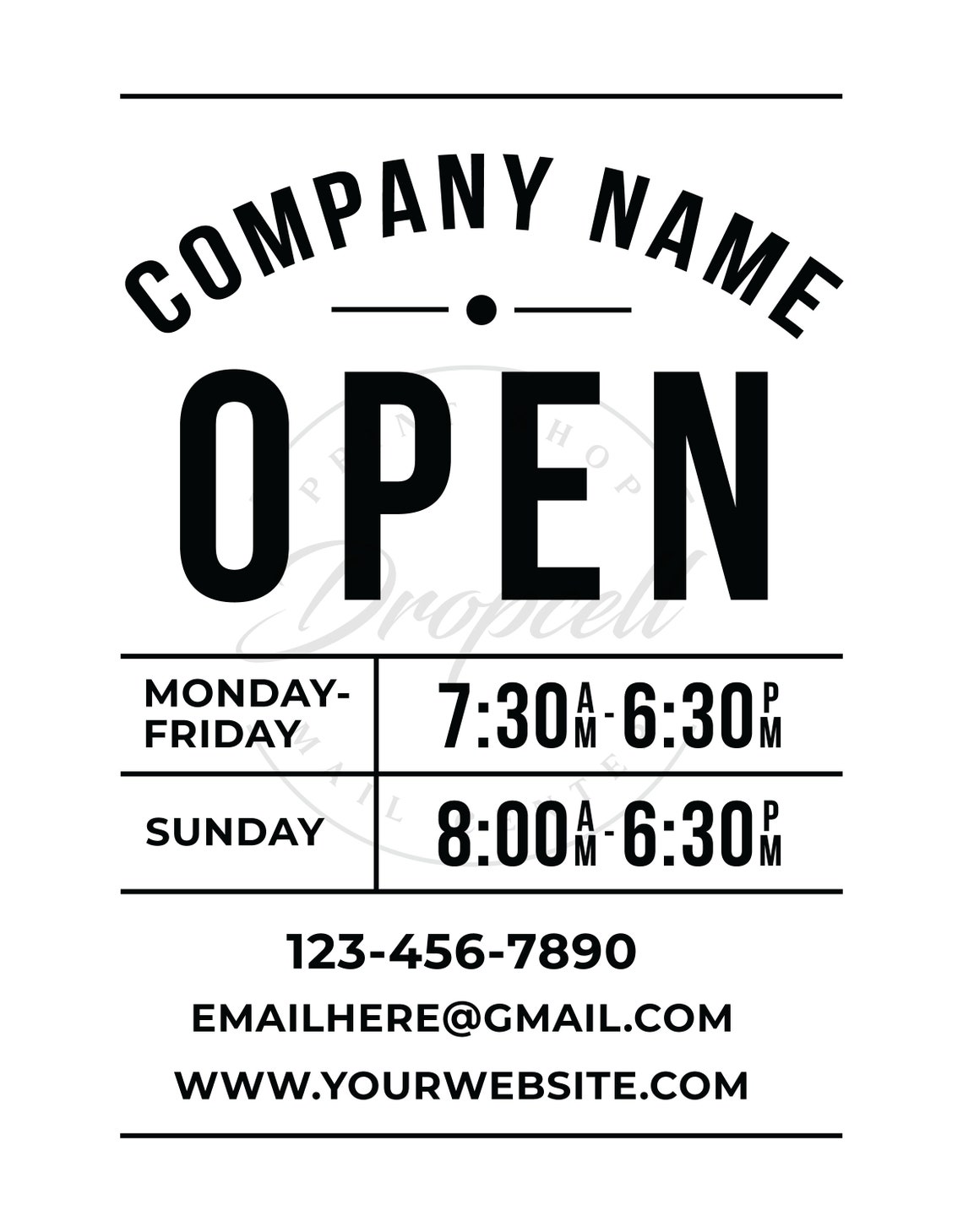 Store Hours Decal Hours of Operation Stickers Business Hours Door Decals Storefront Open and