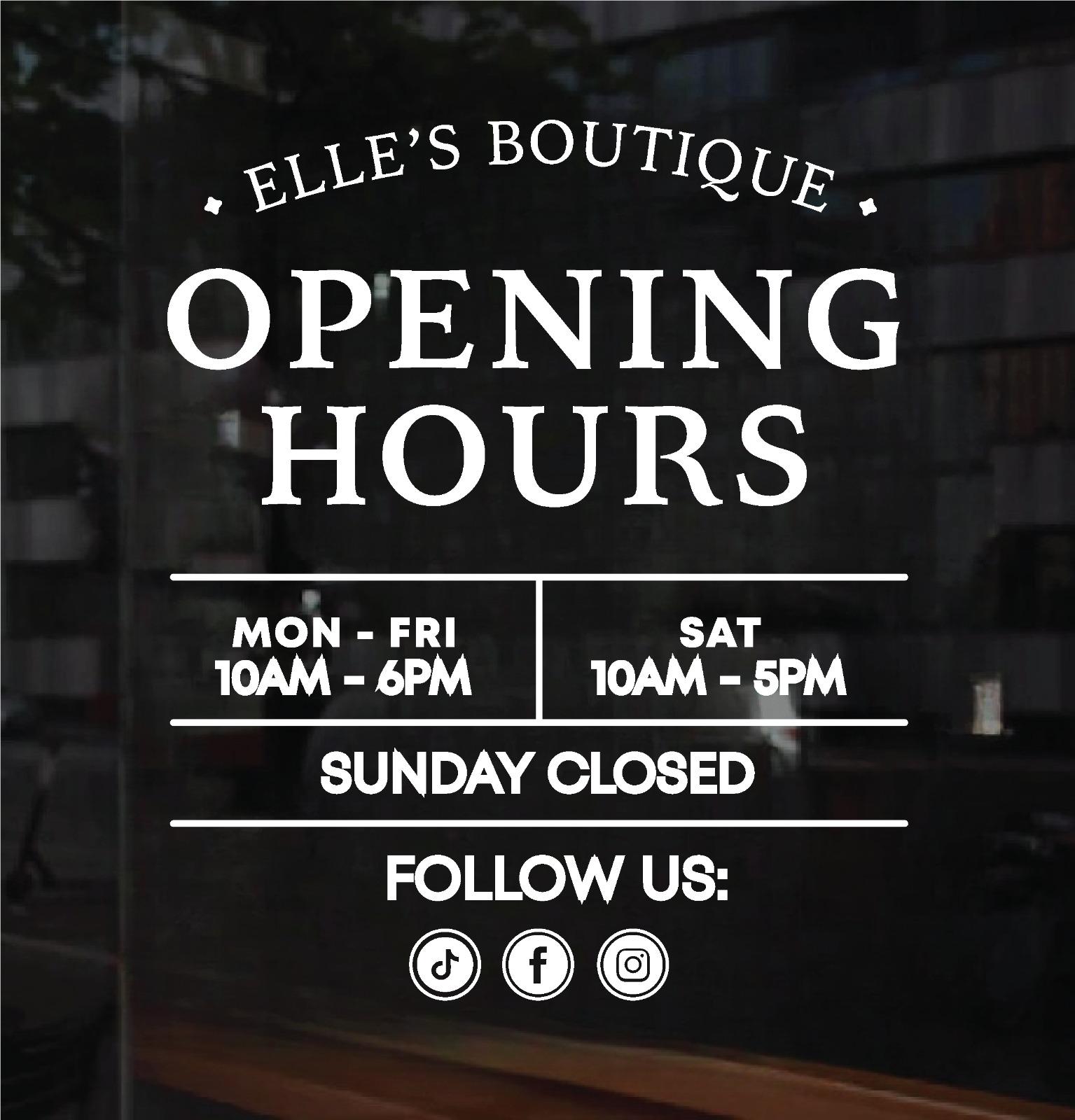 Custom Store Hours Vinyl Decal - Business Window Sign - Etsy