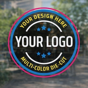 Logotipo personalizado a todo color - Calcomanías para ventanas - Letreros con logotipo personalizado - Calcomanía para ventanas personalizada - Calcomanía para puertas comerciales - Letreros con logotipo - Calcomanías para ventanas