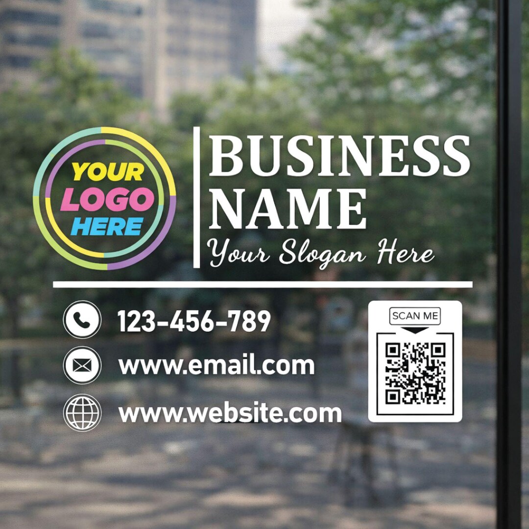 Multicolor Business Window Decal - Professional Vinyl Decal for ...