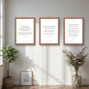 Trust in God Christian Scripture Print Set, Three Bible Verses Wall Art