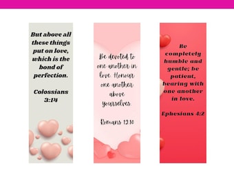 Printable Bible Verse Bookmarks, Christian Scripture Quotes, Love Bible Digital Download, Religious Gift, Faith Printable Bookmark Set