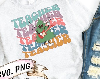 Christmas Teacher SVG, Groovy Tree Design (Digital Download)