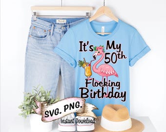 50th Birthday Flamingo SVG, Flocking Birthday Crew (Instant Download)