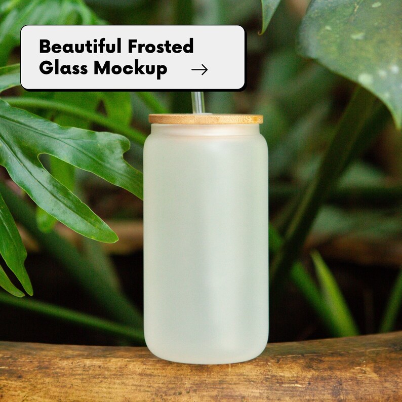 DRAG AND DROP Frosted Can Glass Mockup, 16oz Glass Can Mockup, Beer Can