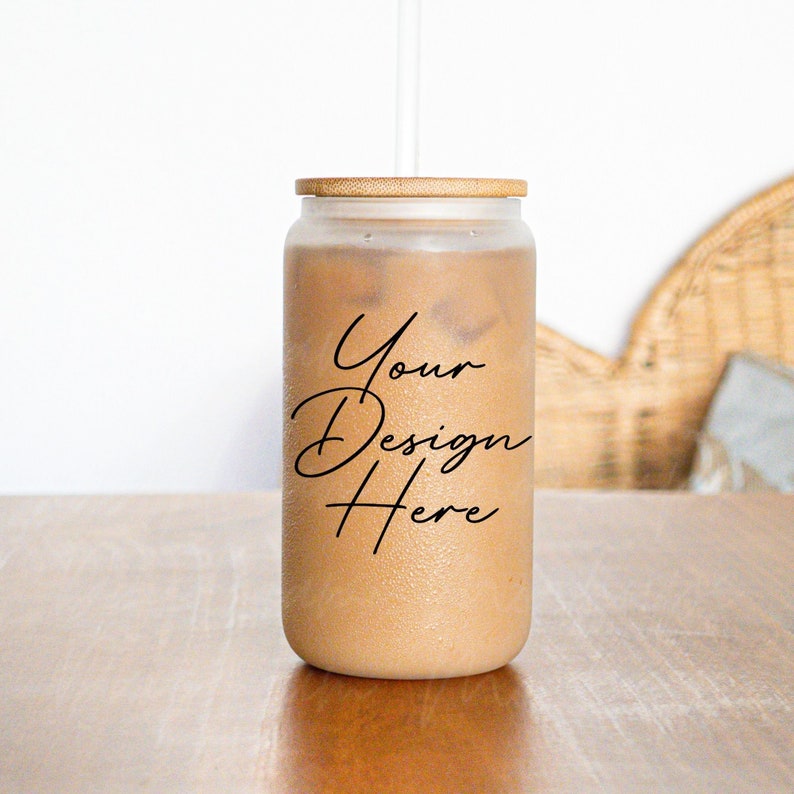 FROSTED Can Glass Mockup DRAG & DROP Frosted 16oz Glass Can Etsy