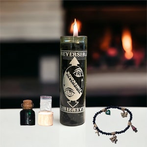 Reversible Candle Spiritual Candle include powder,oil, and a bracelet. Quality Wax