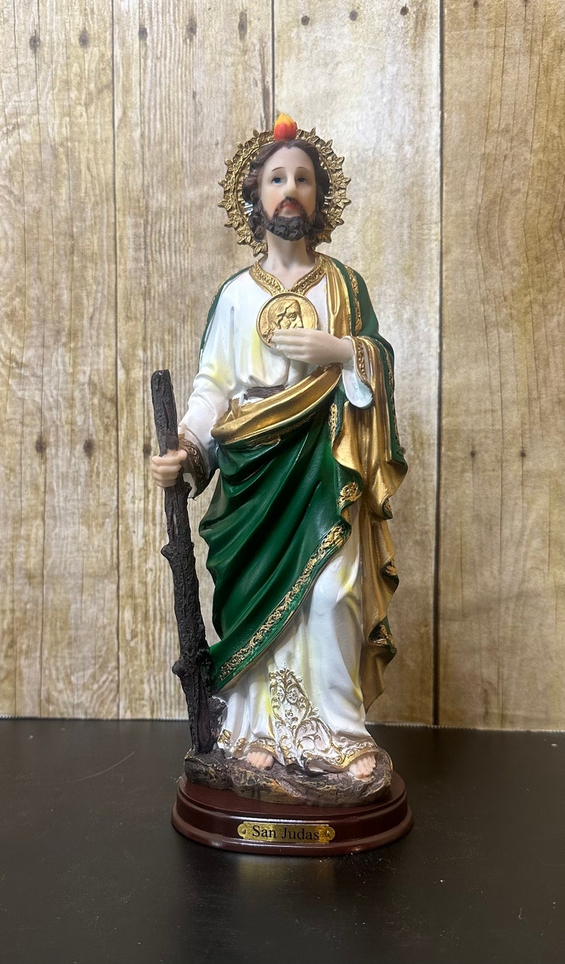 San Judas Tadeo Statue 5in Saint Jude Statue Resin 5 Inches Apostle of Hope & image 1