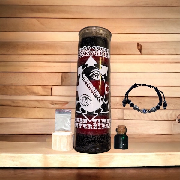 7 Times Reversible Candle Spiritual Candle with powder/oil and a Evil eye protection bracelet