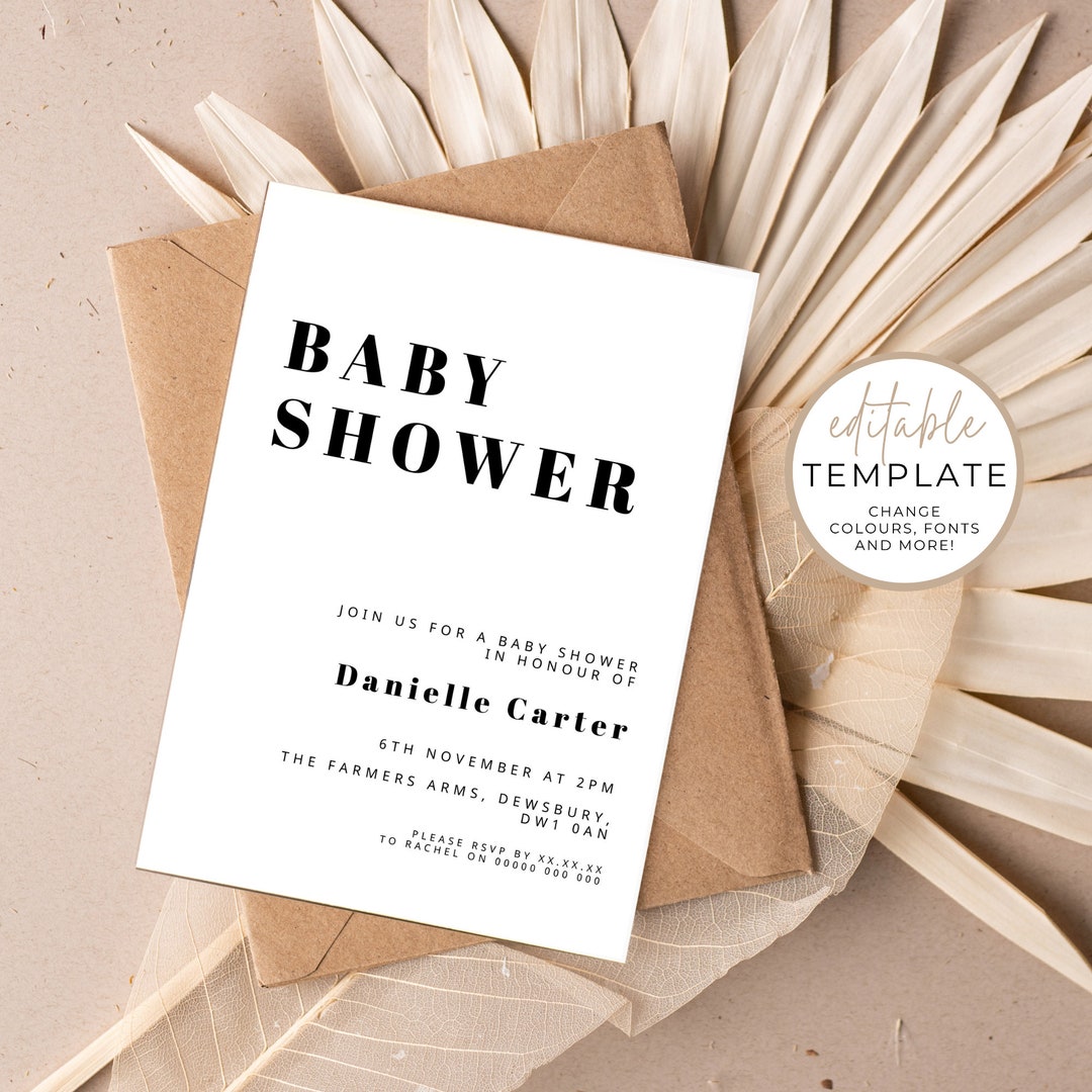 Simple Baby Shower Invitations Personalised Baby Shower Etsy