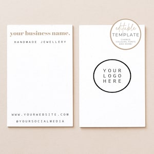 Tarjetas de exhibición de pendientes personalizadas mínimas - Tarjetas de exhibición de joyas - Tarjetas de pendientes editables - Tarjetas de exhibición de joyas DIY - Templett - #BUSD1