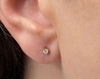 Puces d'oreilles Audrey en or massif 14 carats et diamants