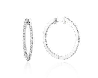 Best Friend Diamond Hoop Earrings| Diamond Huggies| 14k Solid Gold Earrings| Hoop Earrings| Diamond Hoop Earring