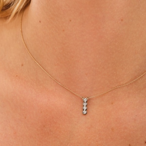14k Gold Diamond Illusion Pendant Necklace: Minimalist Fine Jewelry