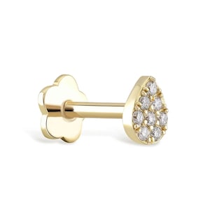 14K Gold Diamond Drop Tragus Piercing: Hypoallergenic Handmade Earring